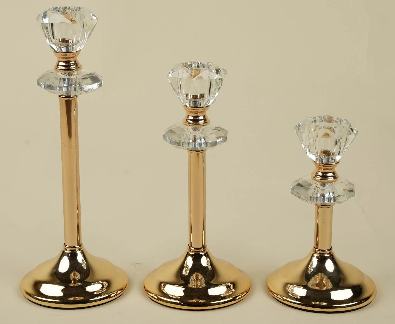 Diamond cut Crystal Top Candle Holder Set Of 3